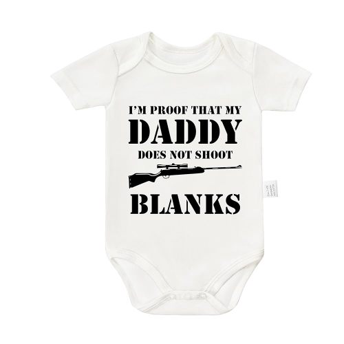 I'm Proof That My Daddy Does Not Shot Blanks Bodysuits, Boys Girls Cotton Romper Short Sleeve Jumpsuit Outfits 0-24 Months