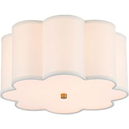Semi Flush Mount Ceiling Light Fixture, Modern Close to Ceiling Lamp with Cream White Fabric Drum Shade for Nursery Kids Room Bedroom Kitchen Hallway Entryway 3-Light