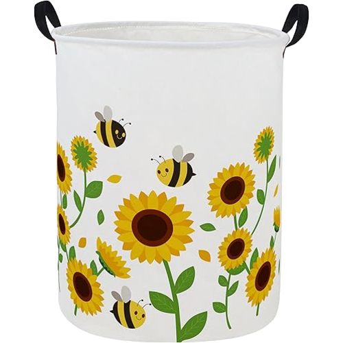 Sunflower Laundry Basket KidsHamper for Nursery Boy and Girl Dinosaur Hamper Cute Kids Toys Storage Bin Organizer Room Decor for Home(Sunflower)