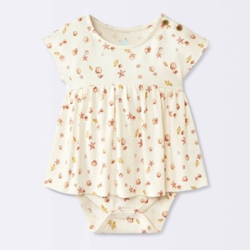 Baby Girls' Costal Ribbed Romper - Cloud Island™ White 6-9M