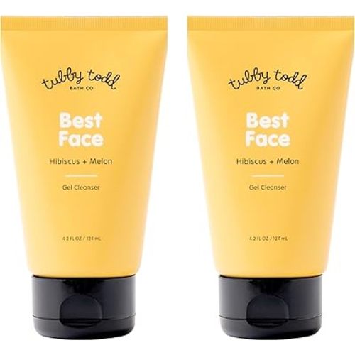 TUBBY TODD Best Kids Face Wash 2pk – Gel-to-Foam Facial Cleanser – Clarifies & Brightens – With Willow Bark & Hibiscus Enzyme – Natural Ingredients – Oil-Free Skincare For Kids – 4 fl oz