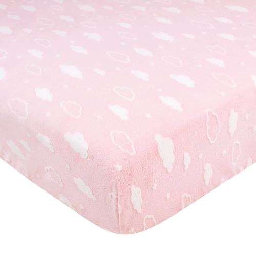 TL Care Heavenly Soft Chenille Fitted Crib Sheet 28" x 52", Warm and Cozy Neutral Chenille Sheet, Pink 3D Cloud, for Boys and Girls, Fits Crib and Toddler Bed mattresses
