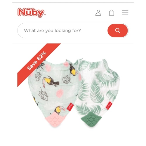 100% Natural Cotton Muslin Teething Bib (2 Pack)