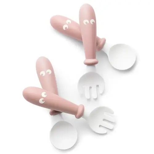 BabyBjörn Baby Spoon and Fork, 4 pcs, Powder Pink