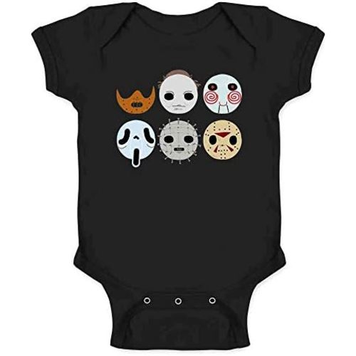 Pop Threads Horror Masks Monster Scary Movie Halloween Spooky Baby Toddler Kids Girl Boy T-Shirt
