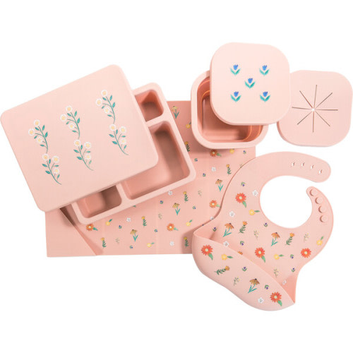 Silicone Mealtime Bundle, Wildflower Ripe Peach - Austin Baby Collection | Maisonette