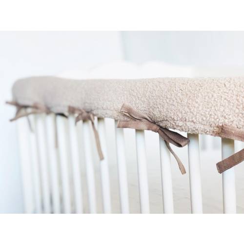 Cozy crib Rail Cover BEIGE light brown plush Material - Soft Filling Included - Perfect for Your Baby&#39;s Safety and Comfort!