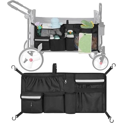 ORKELS Stroller Wagon Cargo Net, Compatible with WONDERFOLD All W-Series Models, Stroller Wagon Accessories Organizer with Multi-Pockets, Large Capacity Cargo Storage Net, Black