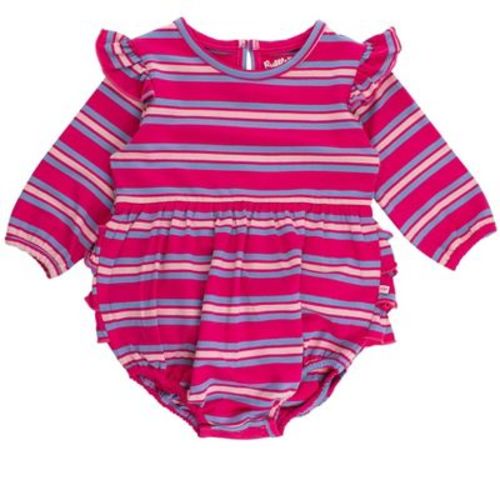 RuffleButts Baby Toddler Girls Long Sleeve Flutter Bubble Romper