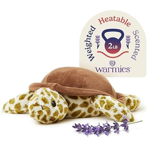 warmies Microwavable & Weighted Stuffed Animals, Turtle - Heated Stuffed Animal Plushie for Warmth & Comfort - Cute Soft Plush Toys for Adults & Children (Boys, Girls, Babies & Toddlers)