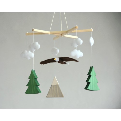 Eagle Baby Mobile, Woodland Baby Mobile, Mountain Crib Mobile, Wildlife Cot Mobile, Wild Bird Baby Mobile, Forest Baby Mobile