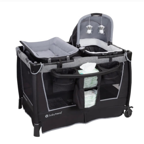 Baby Trend Simply Smart™ Nursery Center® Playard | Convertible with Music Center and Removable Bassinet