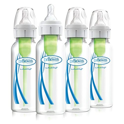Dr. Brown's Baby Bottle, Options+ Anti-Colic Narrow Bottle, 8 Ounce (Pack of 4) - 8 Ounce (4 Count) - Clear