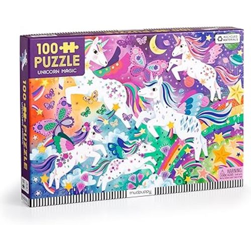 Mudpuppy Unicorn Magic – 100 Piece Jigsaw Puzzle with Colorful and Fun Illustrations of Sparkling Unicorns for Children Ages 5 and Up