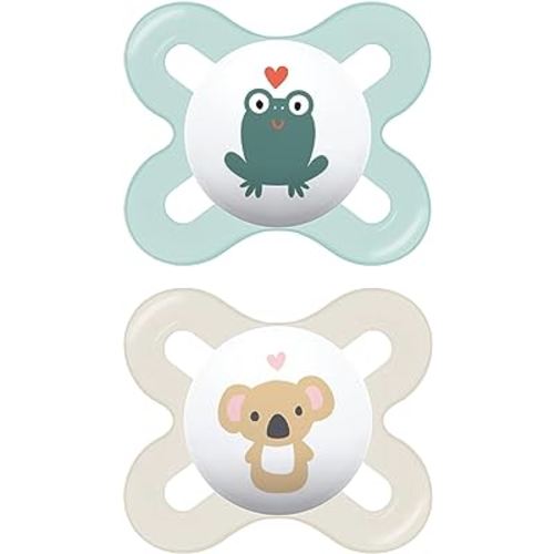 MAM Original Start Newborn Baby Pacifier, Best Pacifier for Breastfed Babies, Sterilizer Case, Unisex, 0-3 Months, 2 Count (Pack of 1)