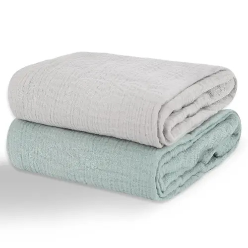 Muslin Swaddle Blankets for Newborns, 2 Pack 100% Cotton Receiving Blankets, Soft and Breathable Baby Swaddles, Large 40 x 40 Inches, Baby Essentials for Boys and Girls, Shower Gift