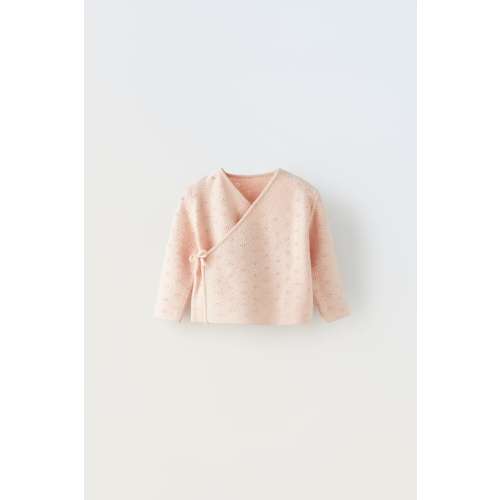 WRAPPED EYELET KNIT SWEATER