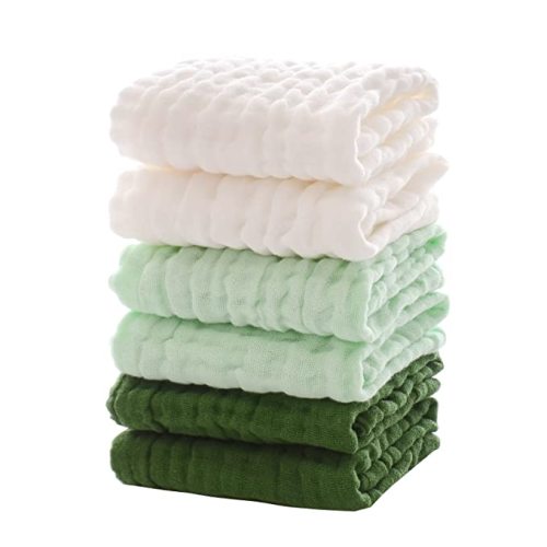 Baby Muslin Washcloths Soft Cotton Face Towels 10 Pack Wash Cloths for Baby Absorbent Baby Wipes 12x12 Inches (White) Baby Registry Shower Gift