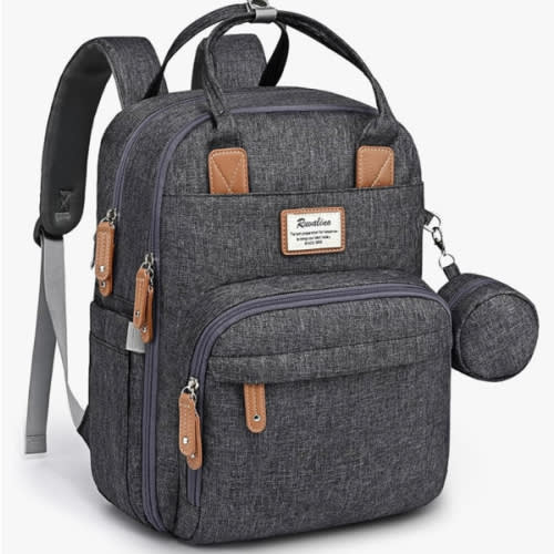 RUVALINO Diaper Bag Backpack, Multifunction Travel Pack Maternity Baby Changing Bags, Large Capacity, Waterproof, Dark Gray