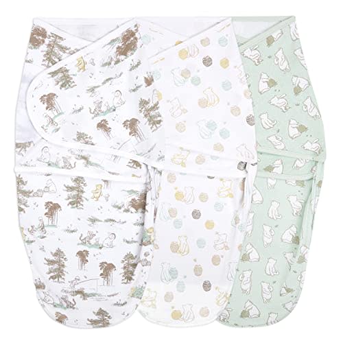 aden + anais, Cotton Knit Baby Wrap, Newborn Wearable Swaddle Blanket, 3 Pack, Winnie, 0-3 Months