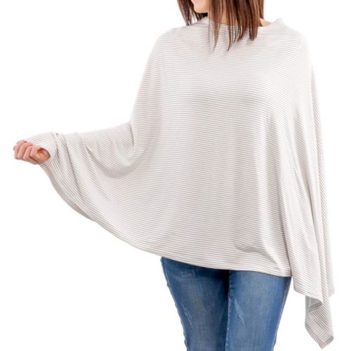 Weesprout Nursing Cover For Breastfeeding, Soft & Breathable Nursing Cover - Grey Stripe