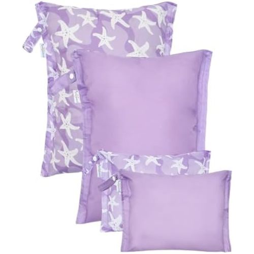 babygoal Wet Dry Bags 4 Pack, Waterproof Reusable Travel Bags for Swimsuits, Baby Cloth Diapers, Beach, Pool, Gym Bag & Wet Clothes 4LNK05-B