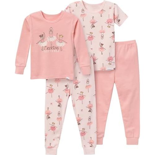 Gerber Baby Girls' Toddler Snug Fit 4-Piece Pajama Set