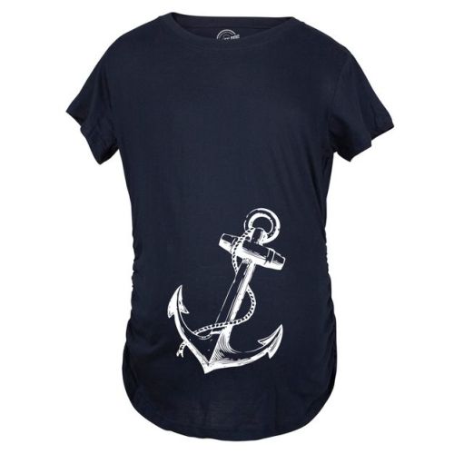 Maternity Anchor Baby Bump Nautical Pregnancy Annoucement Shower Gift T Shirt - Crazy Dog Maternity T Shirt Navy Xl