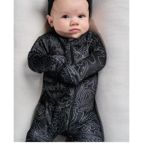 LB x Baby Breez Long Sleeve Ski Resort Romper Pajamas - Black