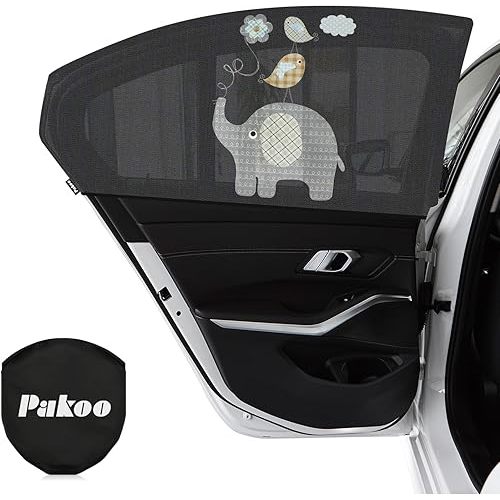 Car Window Shade for Baby, UV Protection Breathable Mesh Baby Window Covers, Universal Fit Stretchable Sun Shades, Keep Car Interior Cool and Comfortable for Toddler Kids Children (2 Pack)