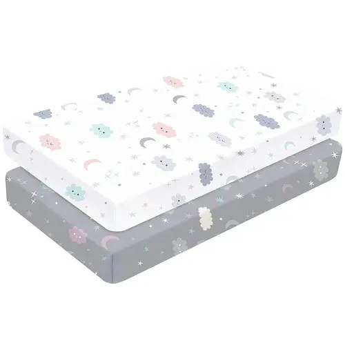 Yoofoss Baby Crib Sheets for Boys Girls, Fitted Crib Sheet 2 Pack for Standard Crib and Toddler Mattress, Super Soft Microfiber Baby Sheet 28x52x8in(Cloud)