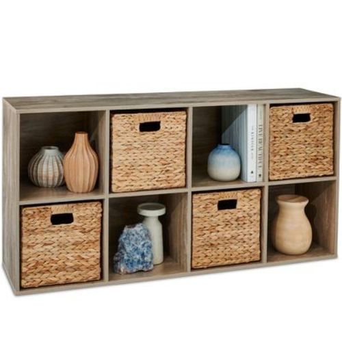 Best Choice Products 8-Cube Bookshelf, 11in Display Storage System, Organizer w/ Removable Back Panels - Greige