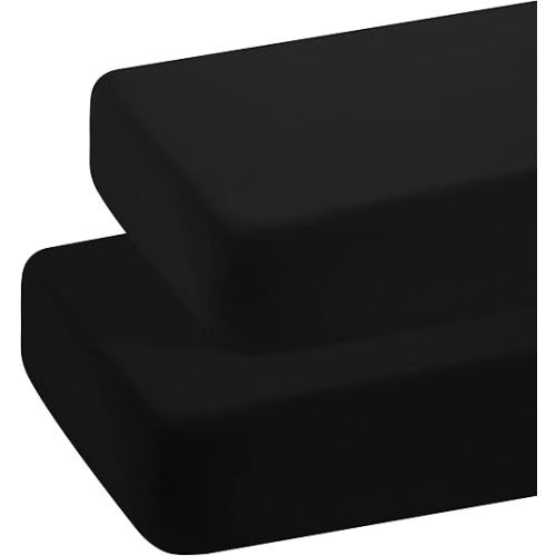 BEDSUM Microfiber 2 Pack Toddler Fitted Crib Sheets, Super Soft and Cozy Baby Sheets for Standard Crib and Toddler Mattresses, 28x52 Inches, Black