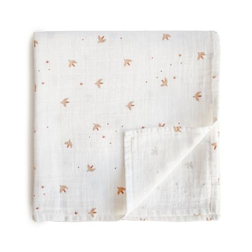 Organic Cotton Muslin Swaddle Blanket Sparrow One Size