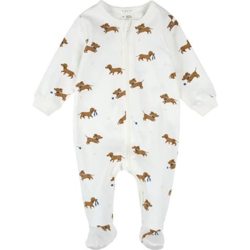 Dog Print Footed One-Piece Pajamas, Newborn