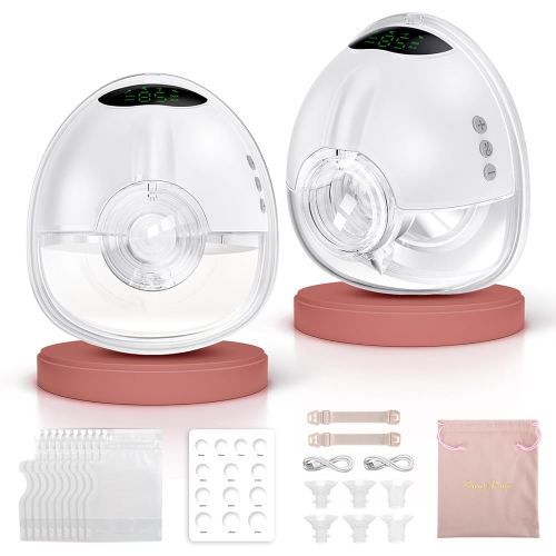 Wearable Breast Pump, Electric Hands Free Breast Pump with 4 Mode and 8 Level, Strong Suction, LED Display, Portable Breast Pump with Flange