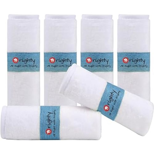 Orighty Baby Washcloths 6 Pack, Ultra Soft Flannel for Delicate Skin, Baby Wash Cloths for Newborns & Infants, Multi-Purpose Baby Bath Towels, Face Towels, Face Cloths, Baby Registry as Shower (White)