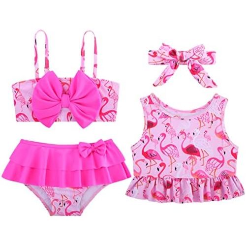 Ahegao 6M-3T Baby Girls Swimsuits for Toddlers Kids 3pcs Bathing Suits Bikini