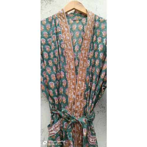 Cotton Kimono Robes for Women Indian Dressing Gown Unisex Blockprint Beach Cover ups Bridesmaid Gifts
