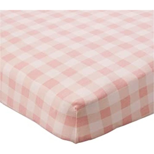 HonestBaby Girls Organic Cotton Changing Pad Cover, Peach Skin Painted Buffalo Check, One Size