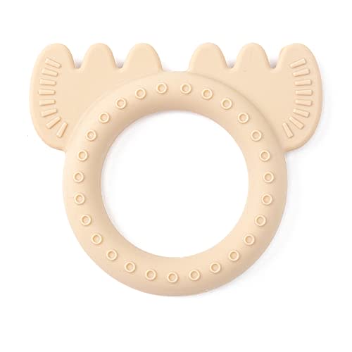 Bella Tunno Rattle Teether Soft Silicone Teether Baby Rattle with Easy Grip, Soft Rattle, and Fun Animal Shapes to Help Soothe Baby Teething, Non-Toxic, BPA Free (Moose)