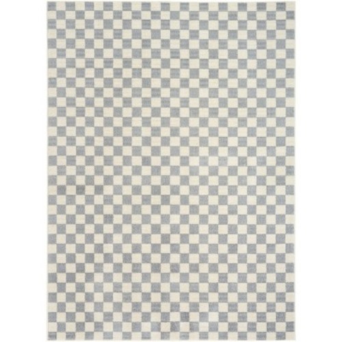 Nourison Serenity Home Checkered Indoor Area Rug Ivory Blue 6' x 9'