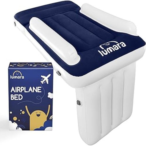 Toddler Airplane Bed - Inflatable Airplane Bed for Toddlers, Plane Baby Seat Extender for Kids - Blow Up Air Mattress for Child Flight Sleep with Safety Belt, Innovative Valves, No Pump Needed