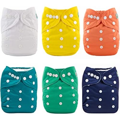 ALVABABY 6 Pack Cloth Diaper with 12 Inserts One Size Adjustable Washable Reusable Diaper Cover for Baby Girls and Boys