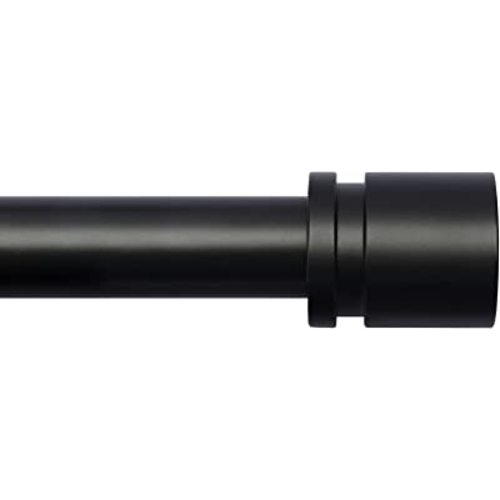 Curtain Rods for Windows 16 to 144 Inches Adjustable Length 1 Inch Diameter Window Curtain Rod with Aluminium Finials, Black