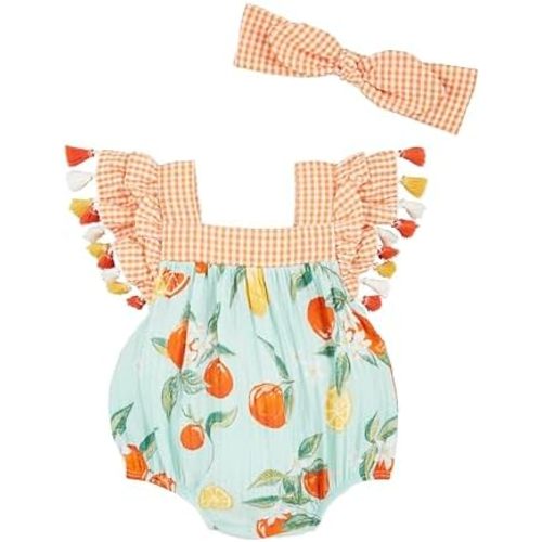 Mud Pie Unisex Baby Baby Girl Citrus Print Tassel Bubble;