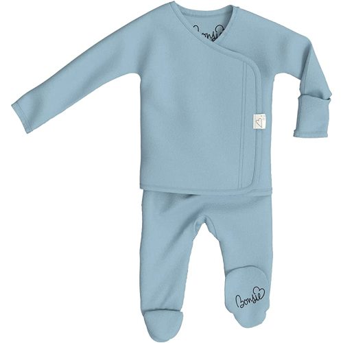 Bonsie Skin to Skin Babywear Footie - Teal Baby Footed One Piece - Ripple