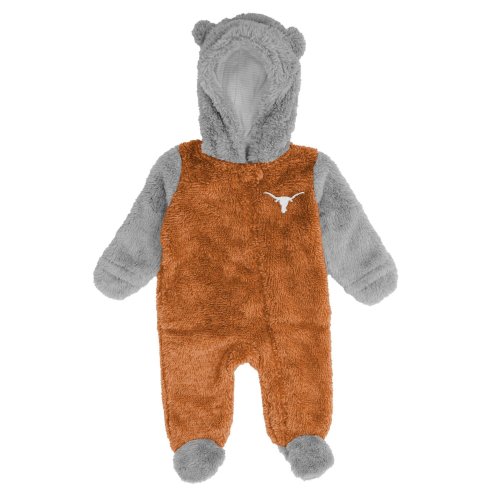 Newborn Texas /Gray Texas Longhorns Game Nap Teddy Fleece Bunting Full-Zip Sleeper