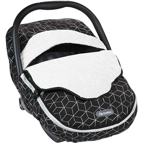 Yoofoss Baby Car Seat Cover Winter Carseat Canopies Cover to Protect Baby from Cold Wind, Super Warm Plush Fleece Baby Carrier Cover for Infant Boys Girls (Black)