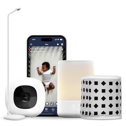 Nanit Essentials Smart Baby Monitor with Floor Stand 1080p HD Wi-Fi Camera, Sensor-Free Breathing Monitoring, Sleep Tracking, Two-Way Audio, Night Vision, Motion & Cry Notifications, White